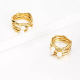 Synthetic Pearl 18K Gold-Plated Copper Ring - Trendsi - Flyclothing LLC