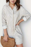 Striped Long Sleeve Mini Shirt Dress - Trendsi - Flyclothing LLC