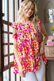 Heimish Full Size Butterfly Sleeve Floral Tiered Top Plus Size - Trendsi - Flyclothing LLC