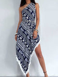 Fringe Printed Single Shoulder Dress - Trendsi - Flyclothing LLC