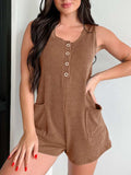 Button Detail Wide Strap Romper - Trendsi - Flyclothing LLC