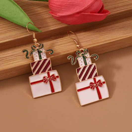 Christmas Gift Box Dangle Earrings - Trendsi - Flyclothing LLC