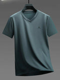 Men's Plus Size V-Neck Short Sleeve T-Shirt - Trendsi - Flyclothing LLC