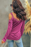 Lace Detail Cold Shoulder Long Sleeve T-Shirt - Trendsi - Flyclothing LLC