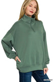 Zenana Scuba Quarter-Zip Sweatshirt - Trendsi - Flyclothing LLC