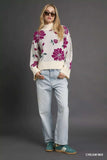 Umgee Floral Patterned Mock Neck Sweater - Trendsi - Flyclothing LLC