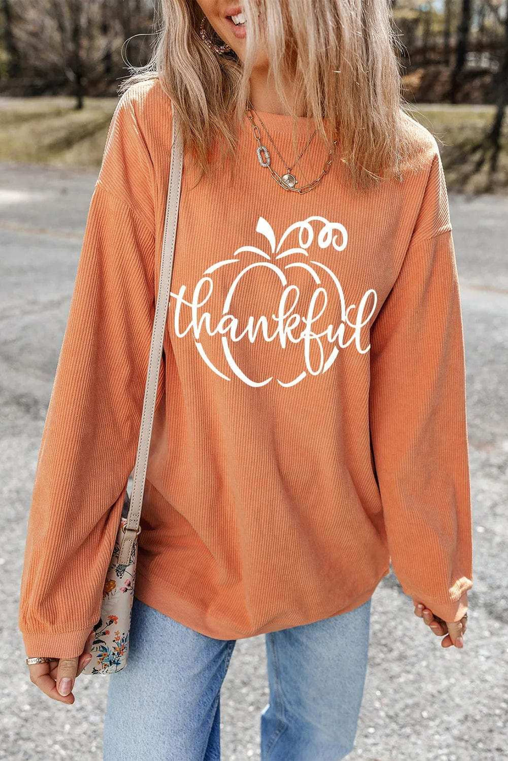 Graphic Round Neck Long Sleeve Sweatshirt - Trendsi - Flyclothing LLC
