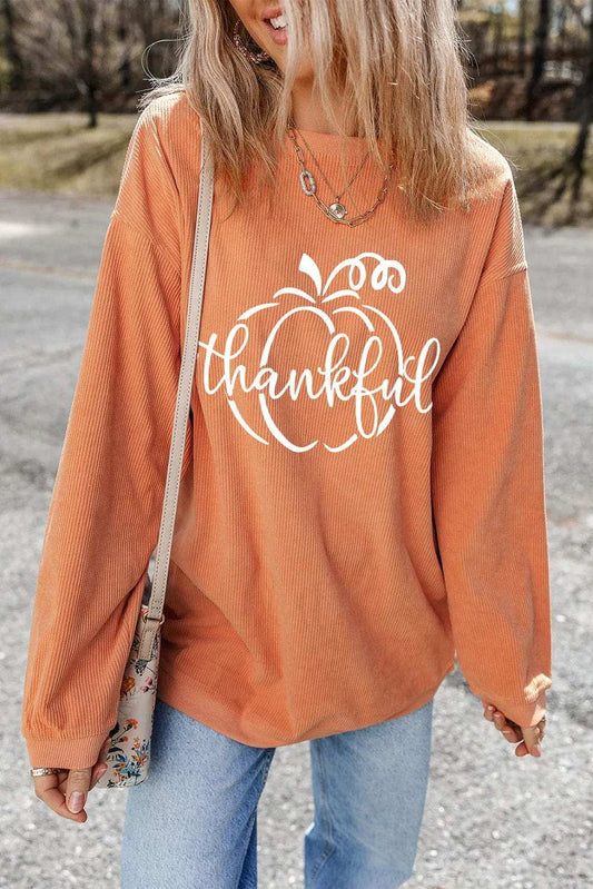 Graphic Round Neck Long Sleeve Sweatshirt - Trendsi - Flyclothing LLC