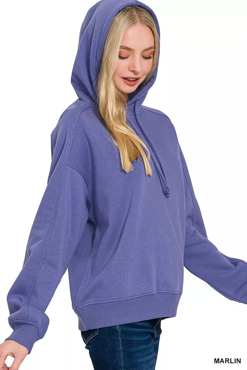 Zenana Drawstring Relaxed Fit Fleece Hoodie - Trendsi - Flyclothing LLC