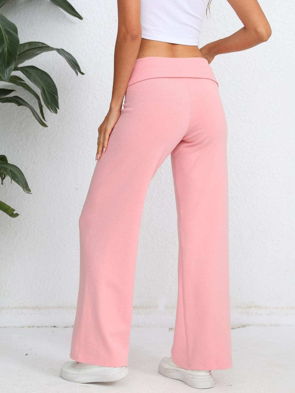 Elastic Waist Wide Leg Pants - Trendsi - Flyclothing LLC