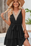 Tied Frill Sleeveless Mini Dress - Trendsi - Flyclothing LLC