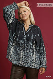 Umgee Full Size Floral Vine Print Blouse with Balloon Sleeves Plus Size - Trendsi - Flyclothing LLC
