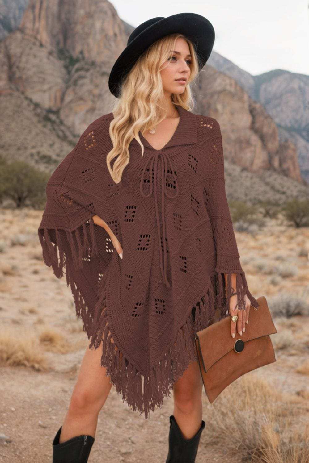 Tassel Hem Knit Cover Up - Trendsi - Flyclothing LLC
