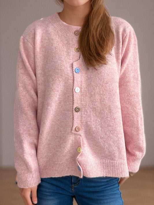 Button Down Long Sleeve Cardigan - Trendsi - Flyclothing LLC