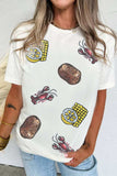 Sequin Crawfish Potato Round Neck Short Sleeve T-Shirt - Trendsi - Flyclothing LLC