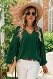 Ruched Notched Balloon Sleeve Blouse - Trendsi - Flyclothing LLC