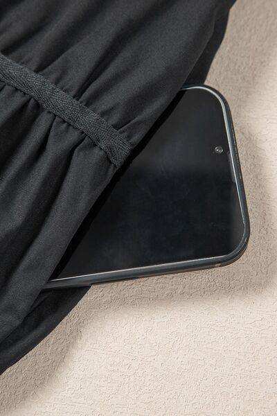 Button Down Puff Sleeve Ruffle Hem Dress - Trendsi - Flyclothing LLC