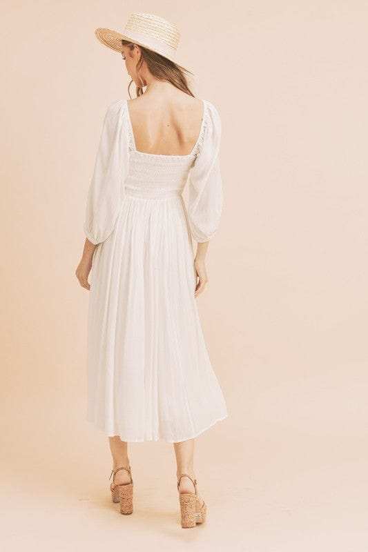 Aemi + Co Ruffled Smocked Square Neck Balloon Sleeve Dress - Trendsi - Flyclothing LLC