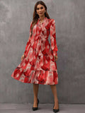 Notched Tie Waist Long Sleeve Dress - Trendsi - Flyclothing LLC