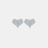 Moissanite 925 Sterling Silver Heart Stud Earrings - Trendsi - Flyclothing LLC