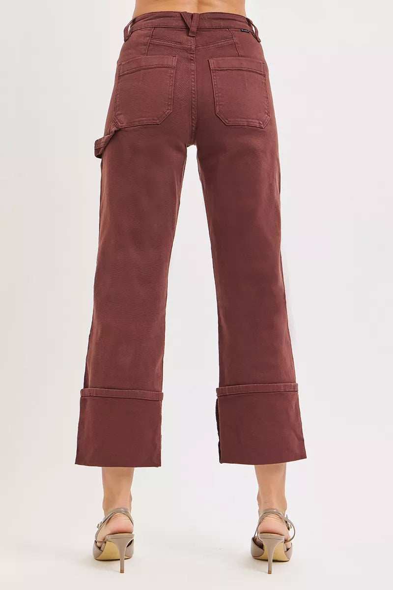 RISEN Full Size High Rise Wide Straight Cuffed Patch Jeans Plus Size - Trendsi - Flyclothing LLC