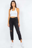 American Bazi High Waist Distressed Cropped Straight Jeans - Trendsi - Flyclothing LLC
