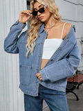 Washed Oversized Button Down Denim Jacket - Trendsi - Flyclothing LLC