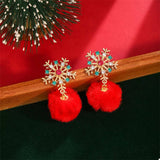 Christmas Snowflake Pom Pom Drop Earrings - Trendsi - Flyclothing LLC