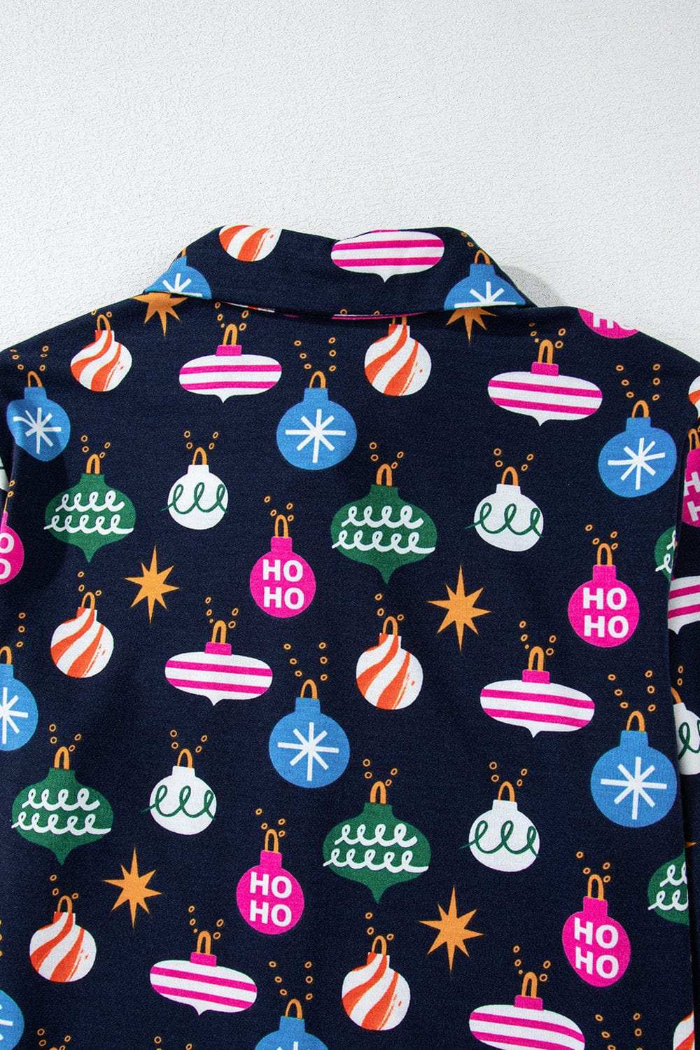 Christmas Lights Print Collared Neck Top and Pants Set - Trendsi - Flyclothing LLC