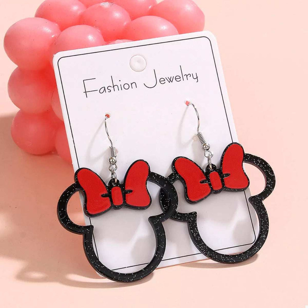 Mickey Mouse Bow Drop Earrings - Trendsi - Flyclothing LLC