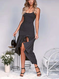High-Low Ruffled Hem Midi Cami Dress - Trendsi - Flyclothing LLC