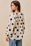 BiBi Polka Dot Exaggerated Balloon Sleeves Blouse - Trendsi - Flyclothing LLC