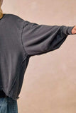 BiBi Mineral Washed French Terry Oversized Sweatshirt - Trendsi - Flyclothing LLC