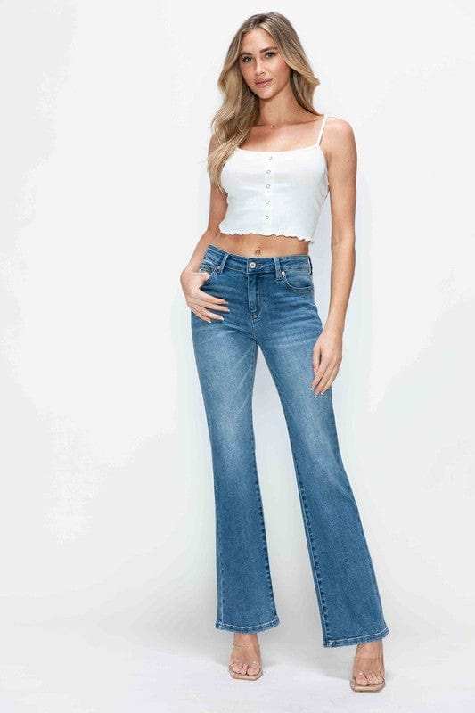 bytos Full Size Cat's Whiskers Mid Rise Bootcut Jeans - Trendsi - Flyclothing LLC