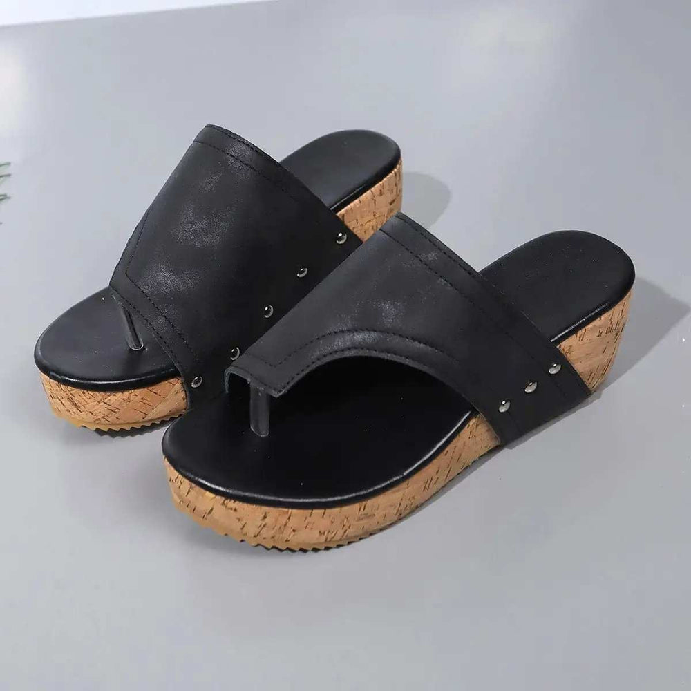 PU Leather Wedge Sandals - Trendsi - Flyclothing LLC