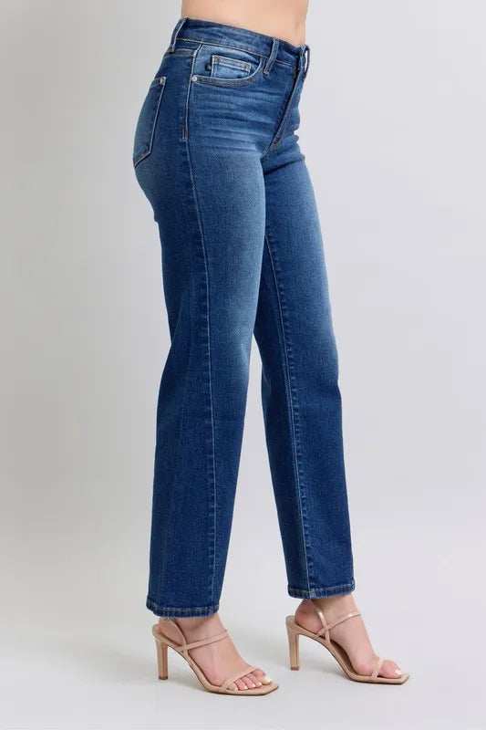 Judy Blue Full Size Side Seam Detail Straight Jeans with Pockets - Trendsi - Flyclothing LLC