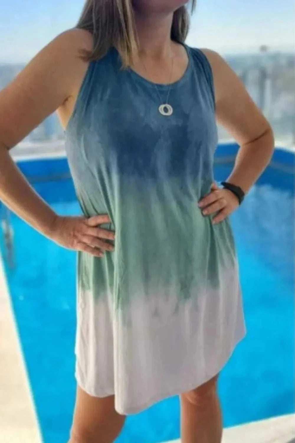 Full Size Tie-Dye Sleeveless Mini Tank Dress Plus Size - Trendsi - Flyclothing LLC