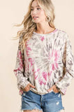 BiBi Tie Dye Print Terry Pull Over - Trendsi - Flyclothing LLC