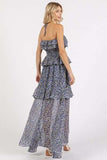 Mittoshop Ruffled Smocked Floral Halter Neck Maxi Dress - Trendsi - Flyclothing LLC