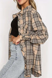Plaid Collared Neck Long Sleeve Shirt - Trendsi - Flyclothing LLC