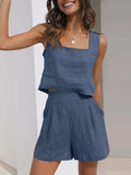 Square Neck Tank and Shorts Set - Trendsi - Flyclothing LLC