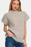 Zenana Short Sleeve Mock Neck Sweater - Trendsi - Flyclothing LLC