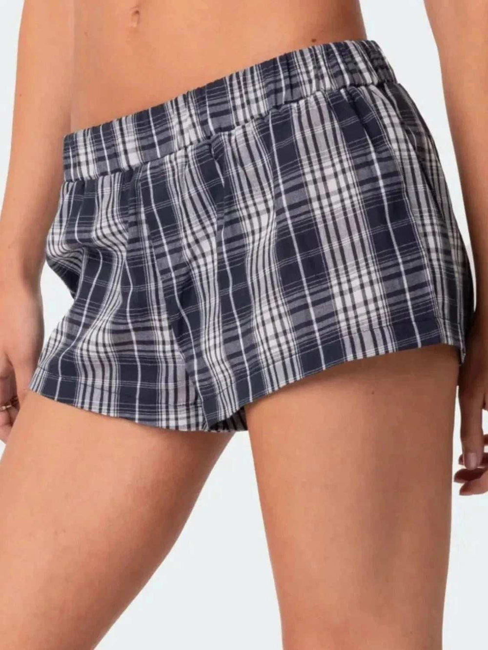 Plaid Elastic Waist Shorts - Trendsi - Flyclothing LLC