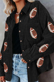 Sequin Football Button Up Long Sleeve Jacket - Trendsi - Flyclothing LLC