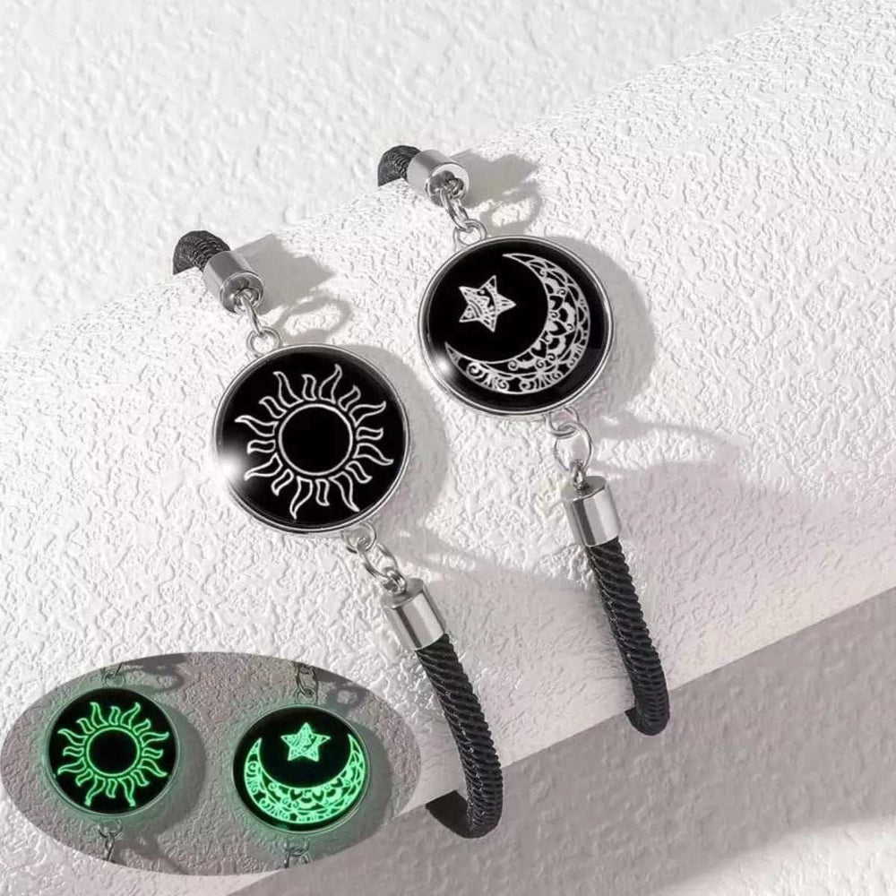 2-Piece Glow-in-the-Dark Sun Moon Bracelet - Trendsi - Flyclothing LLC