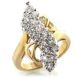 2W017 - Gold+Rhodium Brass Ring with AAA Grade CZ in Clear - Alamode - Flyclothing LLC