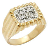 2W039 - Gold+Rhodium Brass Ring with Top Grade Crystal in Clear - Alamode - Flyclothing LLC