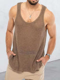 Men's Plus Size Scoop Neck Knit Tank - Trendsi - Flyclothing LLC