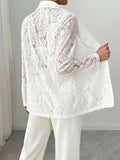 Lace Lapel Collar Long Sleeve Blazer - Trendsi - Flyclothing LLC