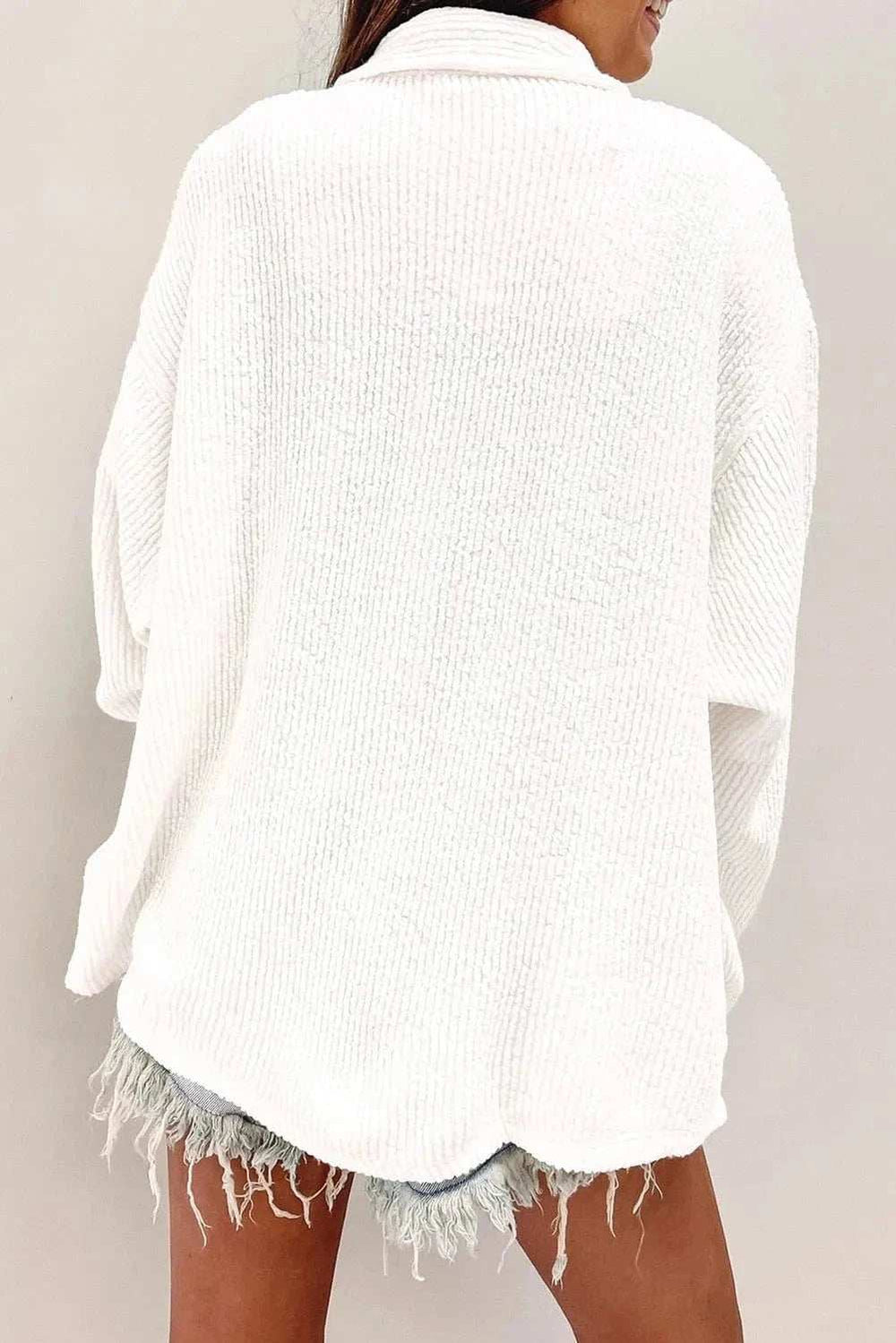 Button Up Long Sleeve Shacket - Trendsi - Flyclothing LLC